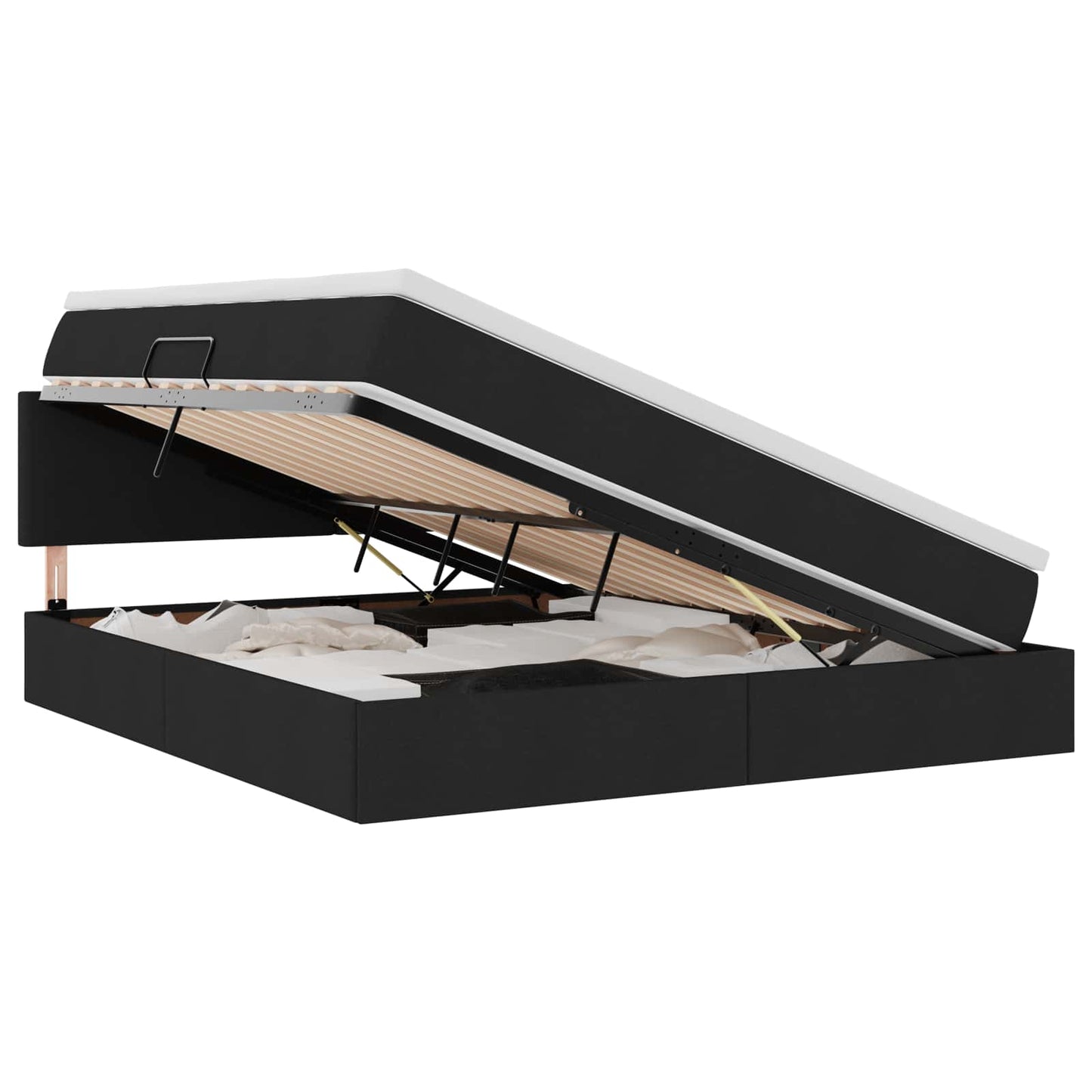 Opbergbed met LED met matras met LED Zwart 160 x 200 cm Stof is nu te koop bij PeponiXL, paradijselijk wonen!