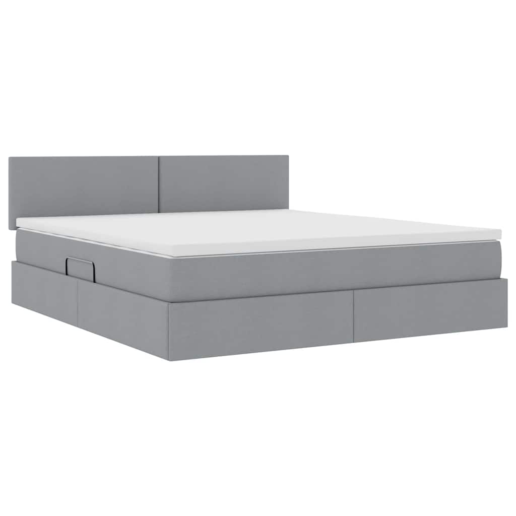 Opbergbed met LED met matras Lichtgrijs 180 x 200 cm Stof is nu te koop bij PeponiXL, paradijselijk wonen!
