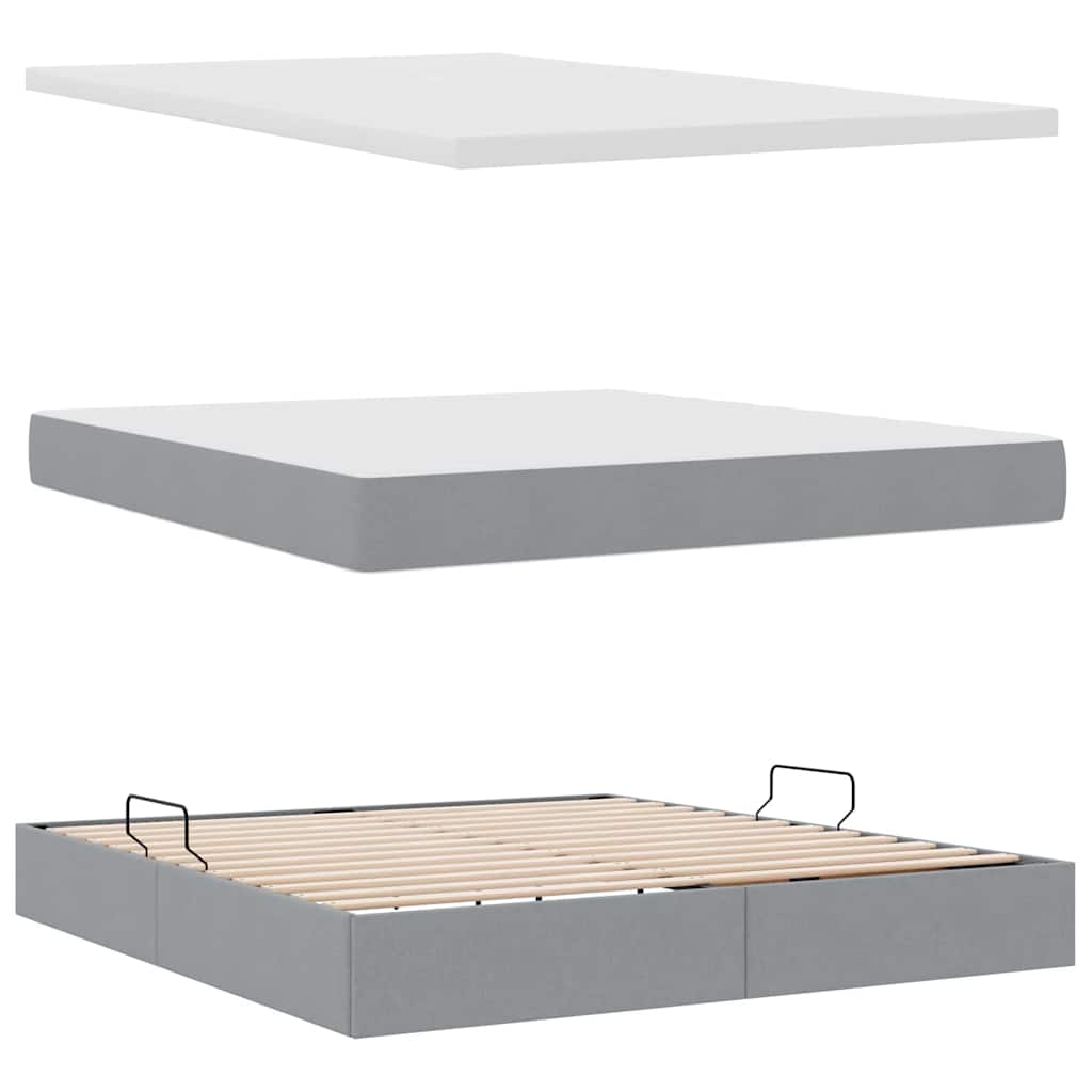 Opbergbed met LED met matras Lichtgrijs 180 x 200 cm Stof is nu te koop bij PeponiXL, paradijselijk wonen!