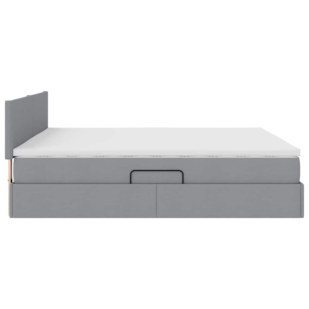 Opbergbed met LED met matras Lichtgrijs 180 x 200 cm Stof is nu te koop bij PeponiXL, paradijselijk wonen!