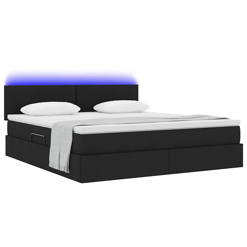 Opbergbed met LED met matras met LED Zwart 180 x 200 cm Stof is nu te koop bij PeponiXL, paradijselijk wonen!
