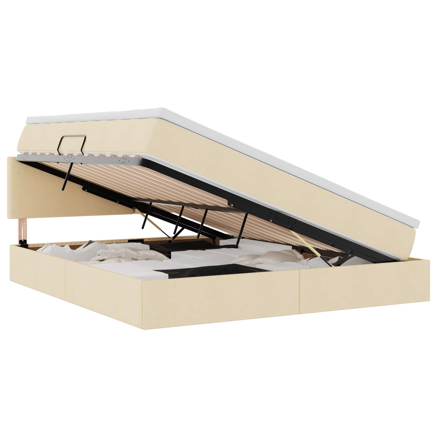 Opbergbed met LED met matras met LED Crème 180 x 200 cm Stof is nu te koop bij PeponiXL, paradijselijk wonen!
