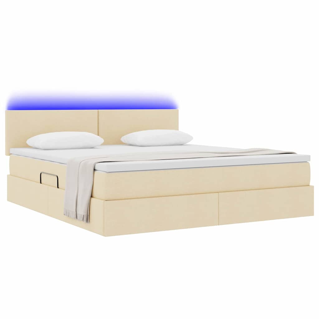 Opbergbed met LED met matras met LED Crème 180 x 200 cm Stof is nu te koop bij PeponiXL, paradijselijk wonen!