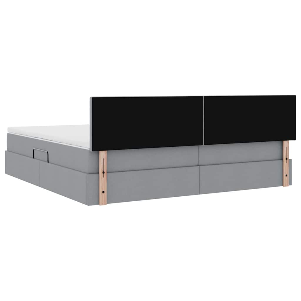 Opbergbed met LED met matras Lichtgrijs 200 x 200 cm Stof is nu te koop bij PeponiXL, paradijselijk wonen!