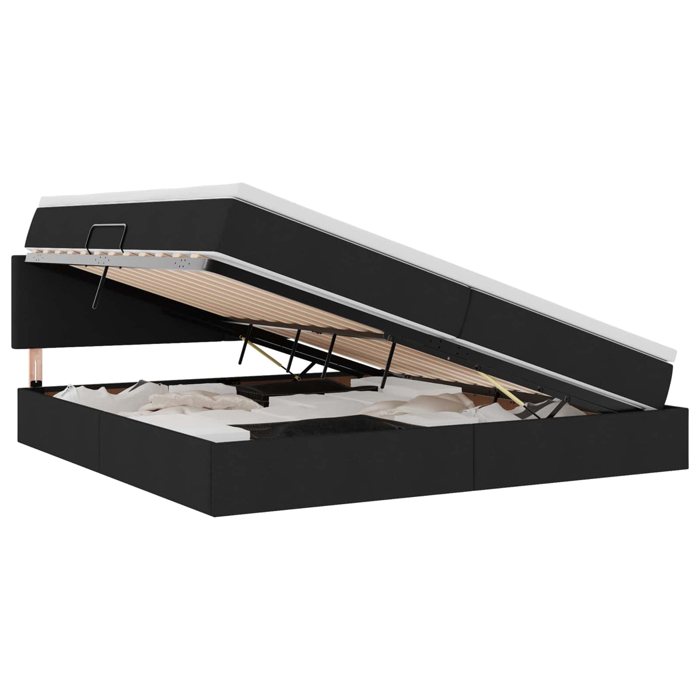 Opbergbed met LED met matras met LED Zwart 200 x 200 cm Stof is nu te koop bij PeponiXL, paradijselijk wonen!
