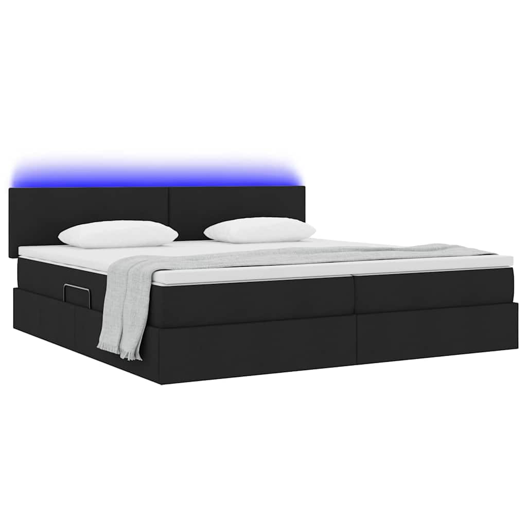 Opbergbed met LED met matras met LED Zwart 200 x 200 cm Stof is nu te koop bij PeponiXL, paradijselijk wonen!