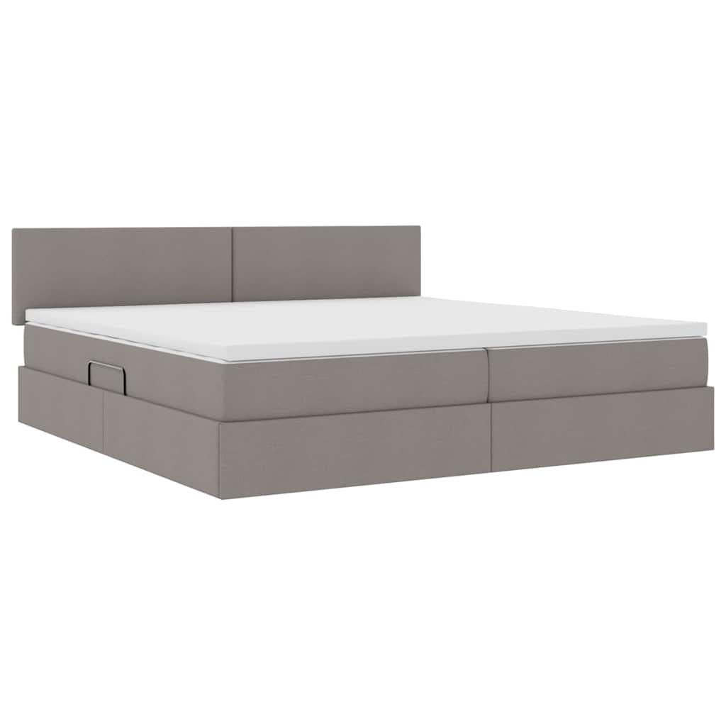 Opbergbed met LED met matras met LED Taupe 200 x 200 cm Stof is nu te koop bij PeponiXL, paradijselijk wonen!