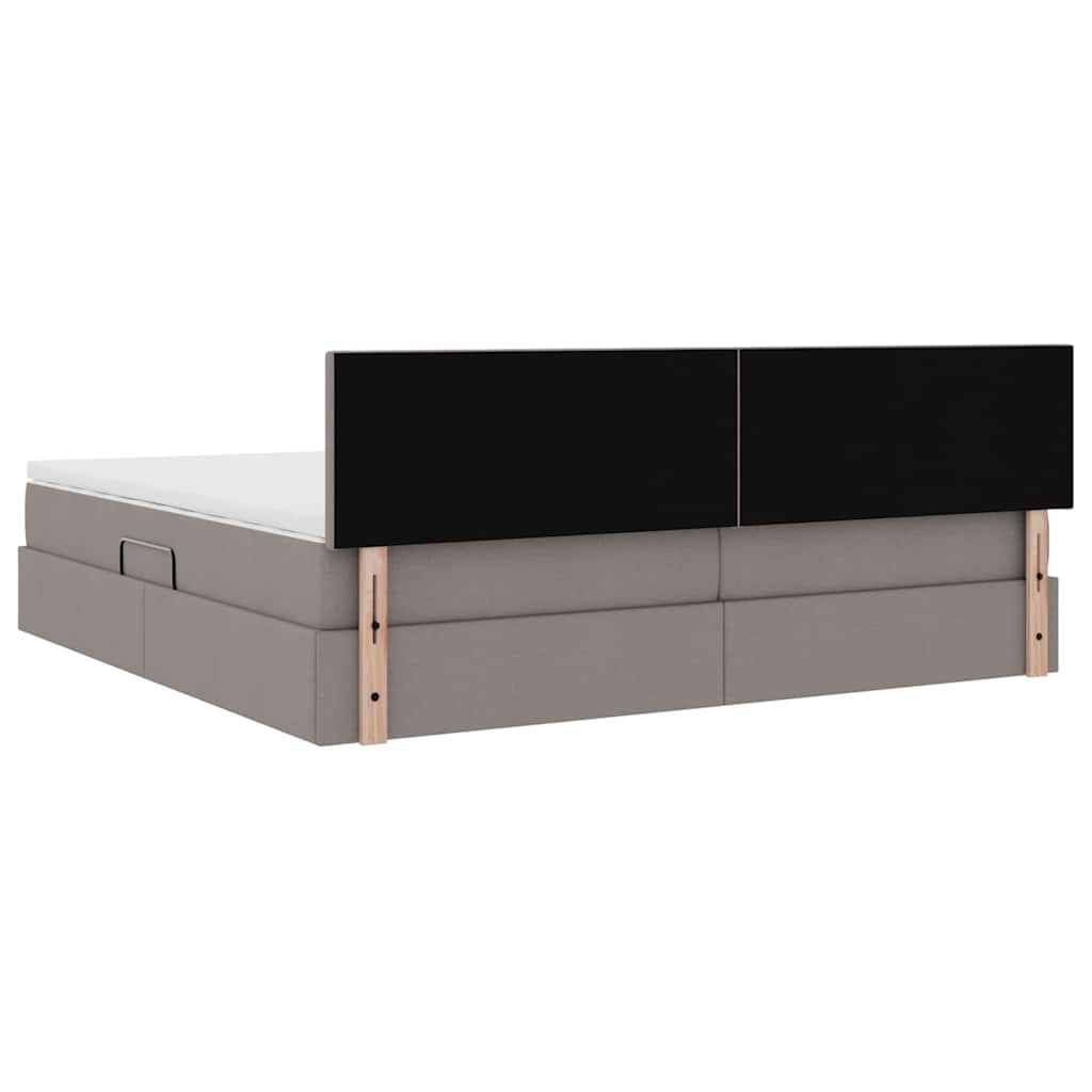 Opbergbed met LED met matras met LED Taupe 200 x 200 cm Stof is nu te koop bij PeponiXL, paradijselijk wonen!