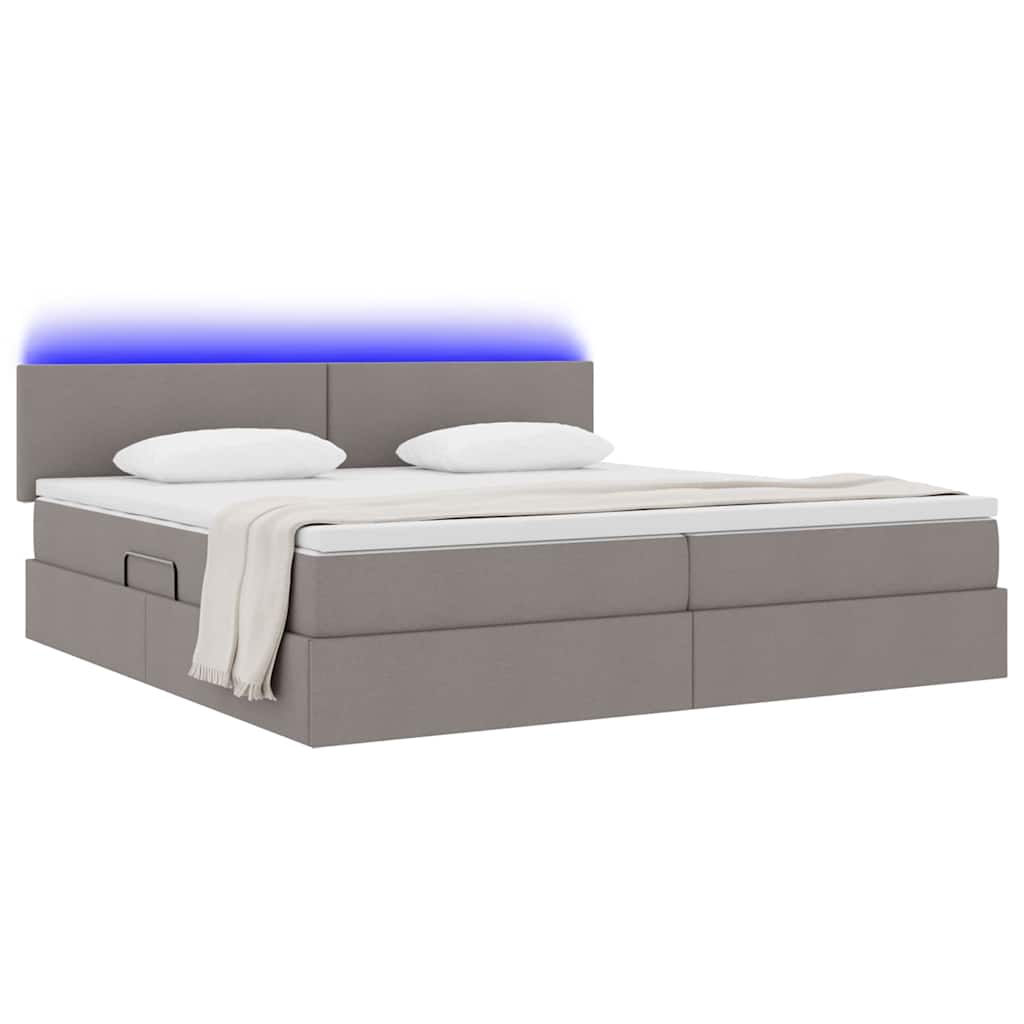 Opbergbed met LED met matras met LED Taupe 200 x 200 cm Stof is nu te koop bij PeponiXL, paradijselijk wonen!