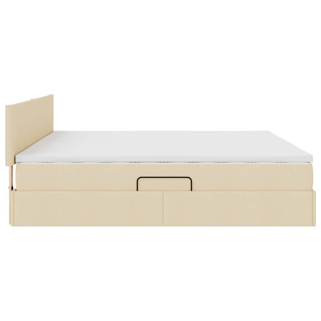 Opbergbed met LED met matras met LED Crème 200 x 200 cm Stof is nu te koop bij PeponiXL, paradijselijk wonen!