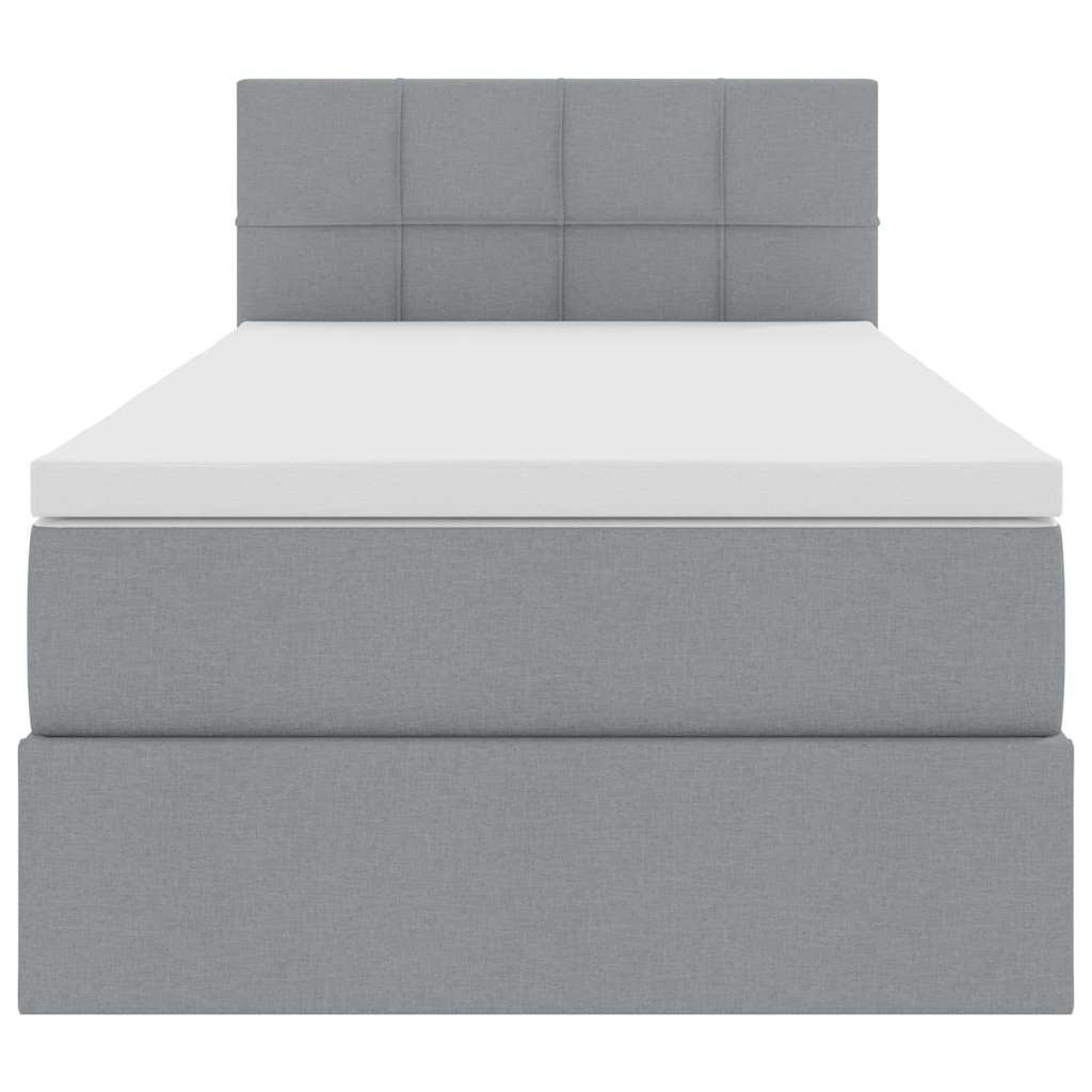 Opbergbed met LED met matras Lichtgrijs 100 x 200 cm Stof is nu te koop bij PeponiXL, paradijselijk wonen!