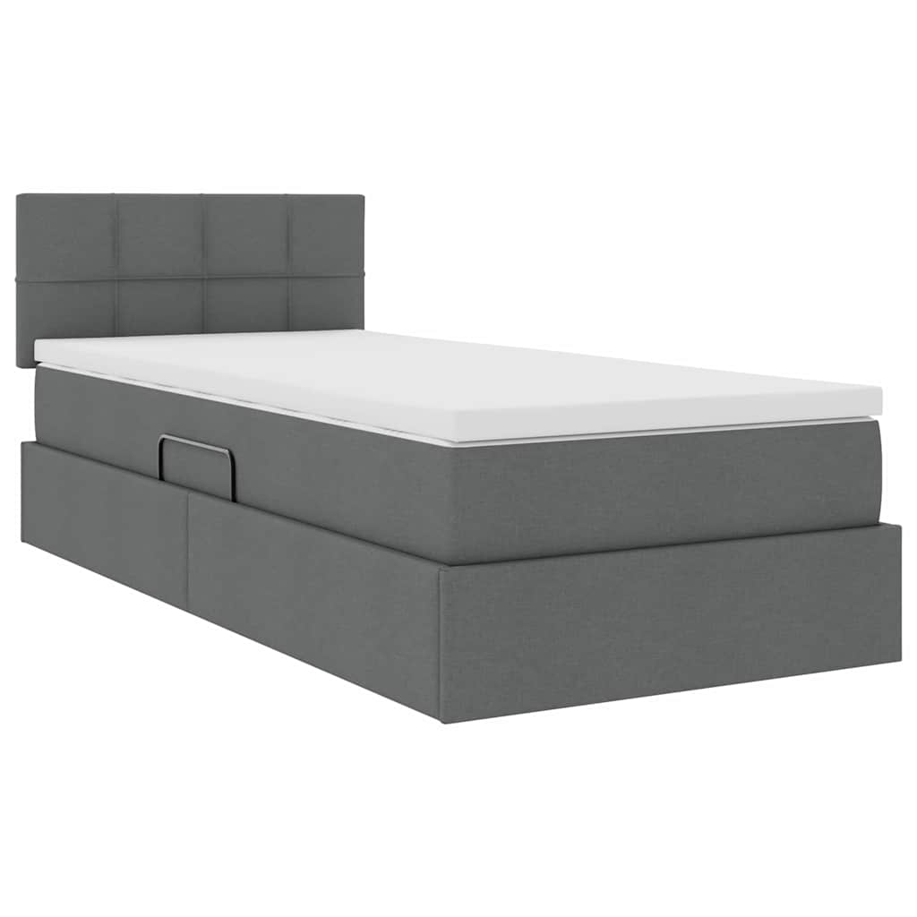Opbergbed met LED met matras Donkergrijs 100 x 200 cm Stof is nu te koop bij PeponiXL, paradijselijk wonen!