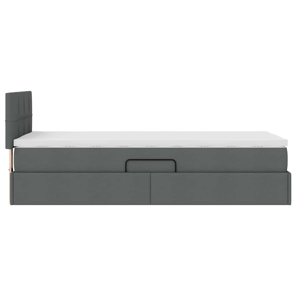 Opbergbed met LED met matras Donkergrijs 100 x 200 cm Stof is nu te koop bij PeponiXL, paradijselijk wonen!