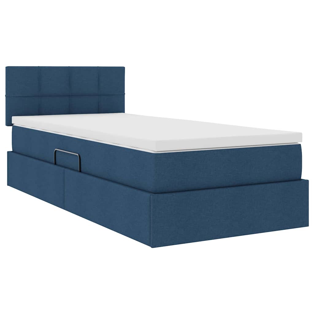 Opbergbed met LED met matras met LED Blauw 100 x 200 cm Stof is nu te koop bij PeponiXL, paradijselijk wonen!