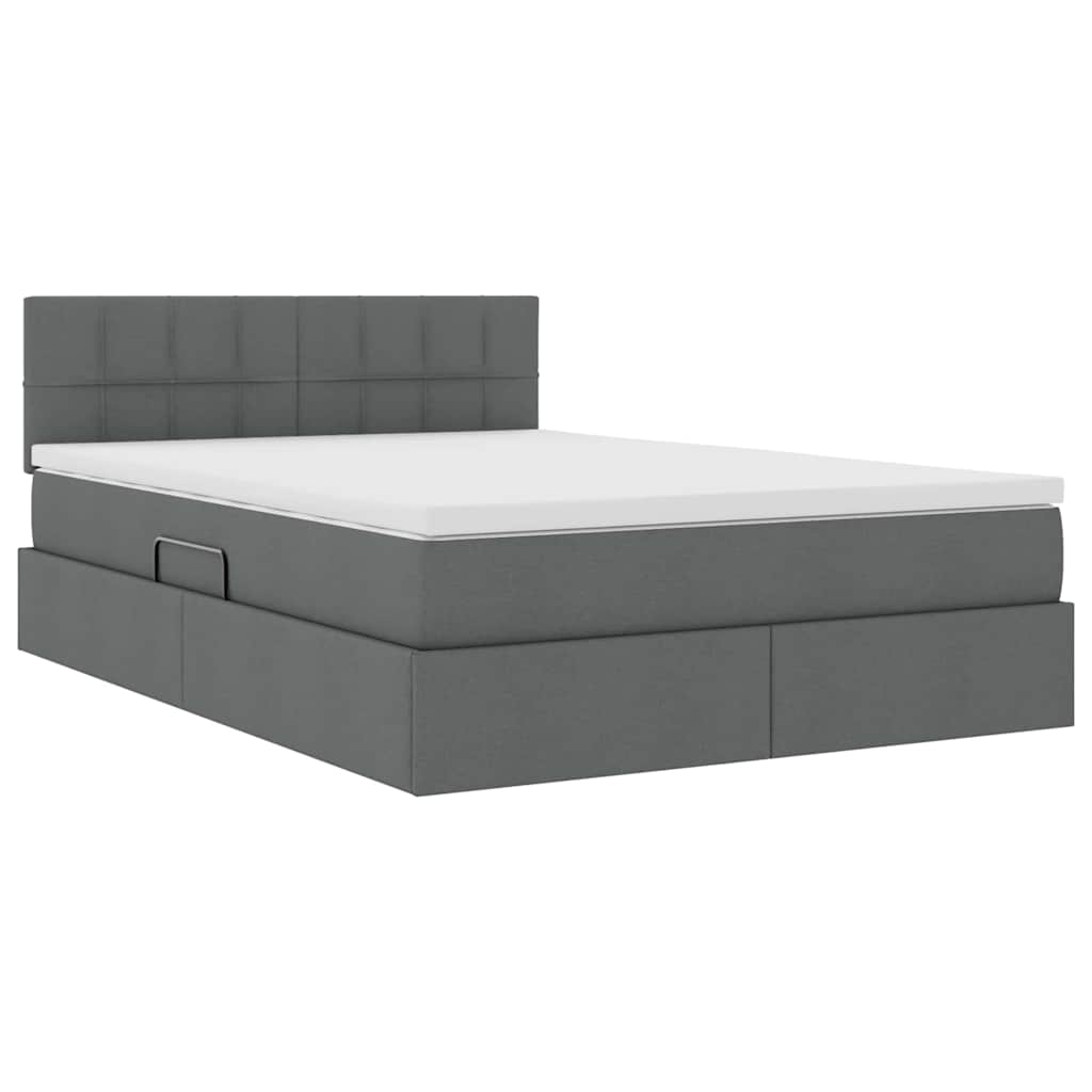 Opbergbed met LED met matras Donkergrijs 140 x 190 cm Stof is nu te koop bij PeponiXL, paradijselijk wonen!