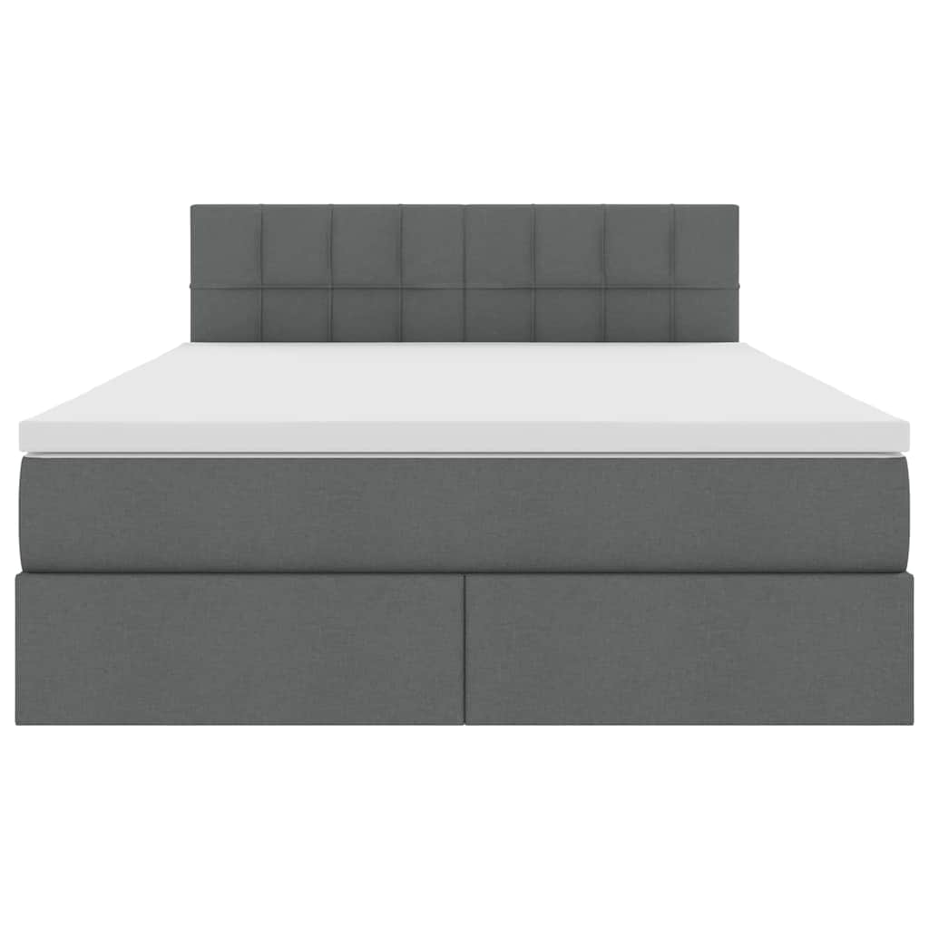 Opbergbed met LED met matras Donkergrijs 140 x 190 cm Stof is nu te koop bij PeponiXL, paradijselijk wonen!