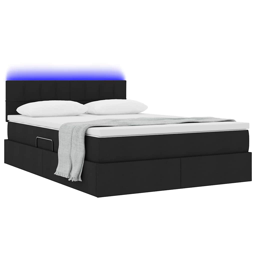 Opbergbed met LED met matras met LED Zwart 140 x 190 cm Stof is nu te koop bij PeponiXL, paradijselijk wonen!