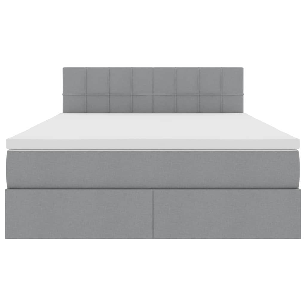 Opbergbed met LED met matras Lichtgrijs 140 x 200 cm Stof is nu te koop bij PeponiXL, paradijselijk wonen!