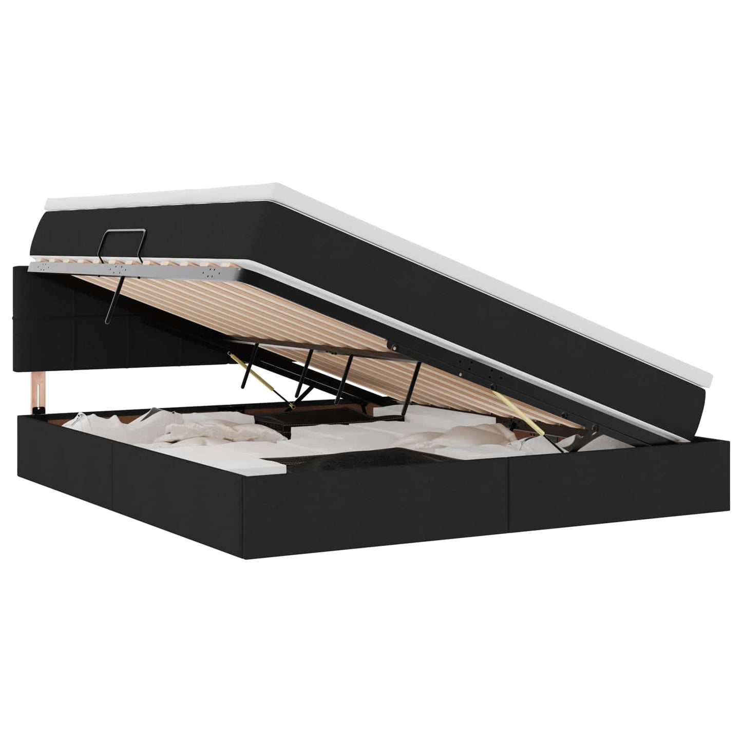 Opbergbed met LED met matras met LED Zwart 160 x 200 cm Stof is nu te koop bij PeponiXL, paradijselijk wonen!