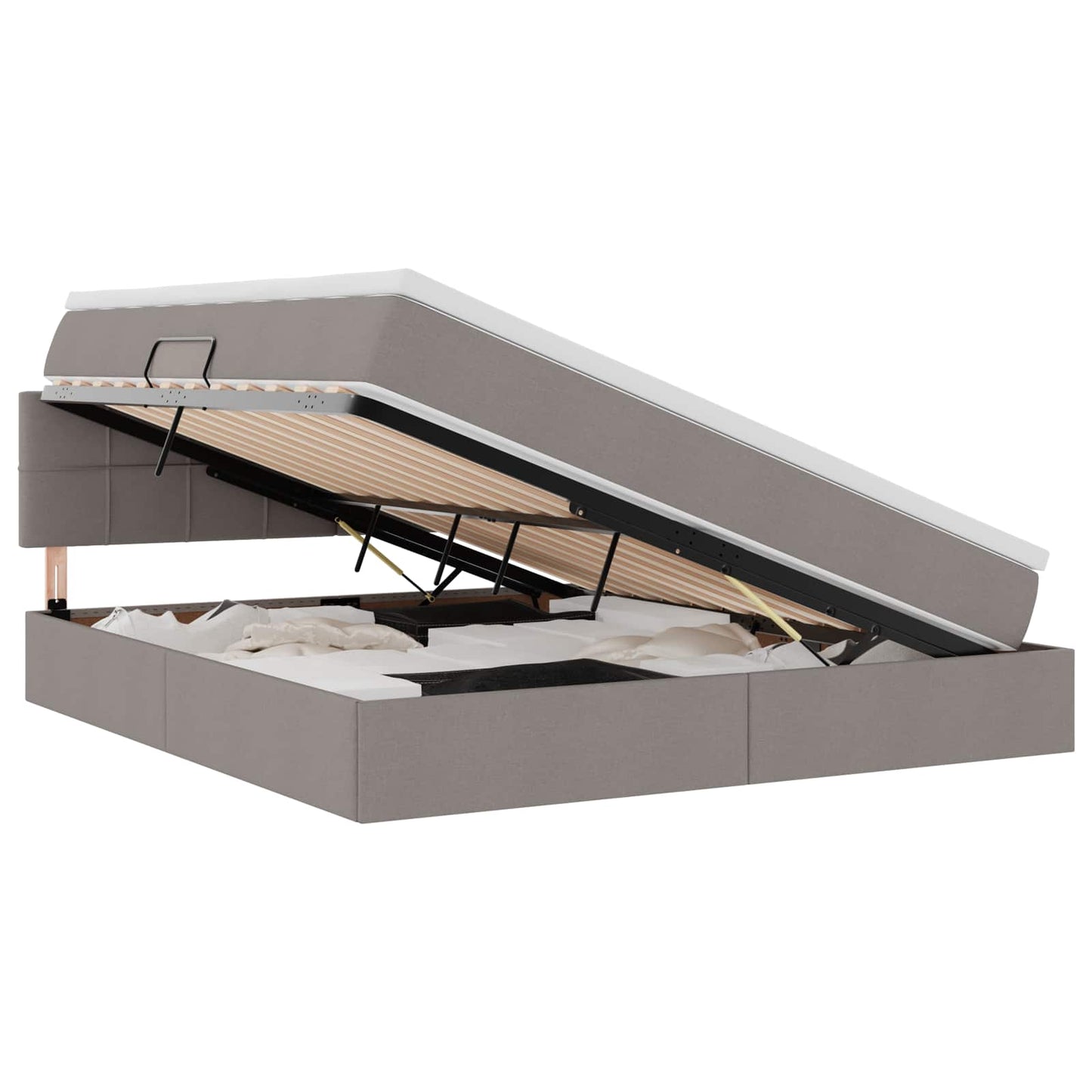 Opbergbed met LED met matras met LED Taupe 160 x 200 cm Stof is nu te koop bij PeponiXL, paradijselijk wonen!