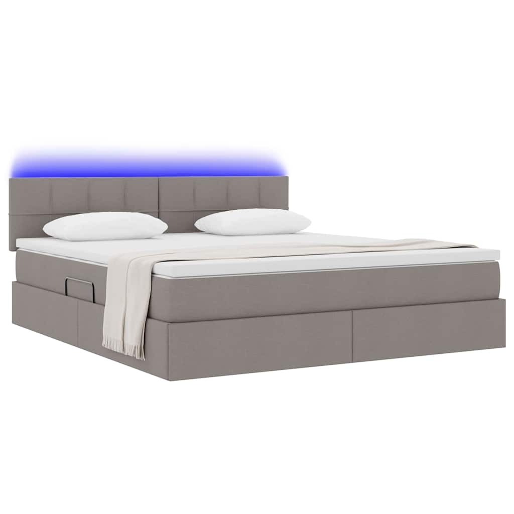 Opbergbed met LED met matras met LED Taupe 160 x 200 cm Stof is nu te koop bij PeponiXL, paradijselijk wonen!