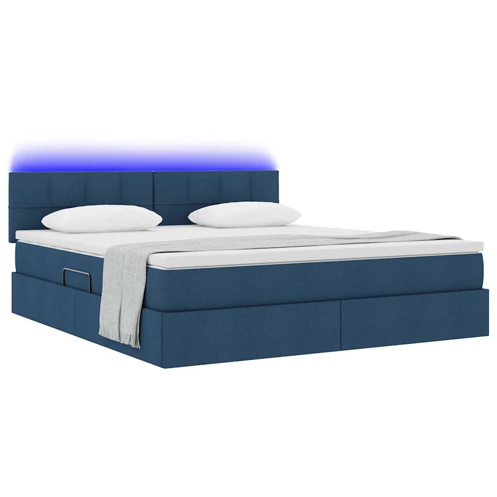 Opbergbed met LED met matras met LED Blauw 180 x 200 cm Stof is nu te koop bij PeponiXL, paradijselijk wonen!