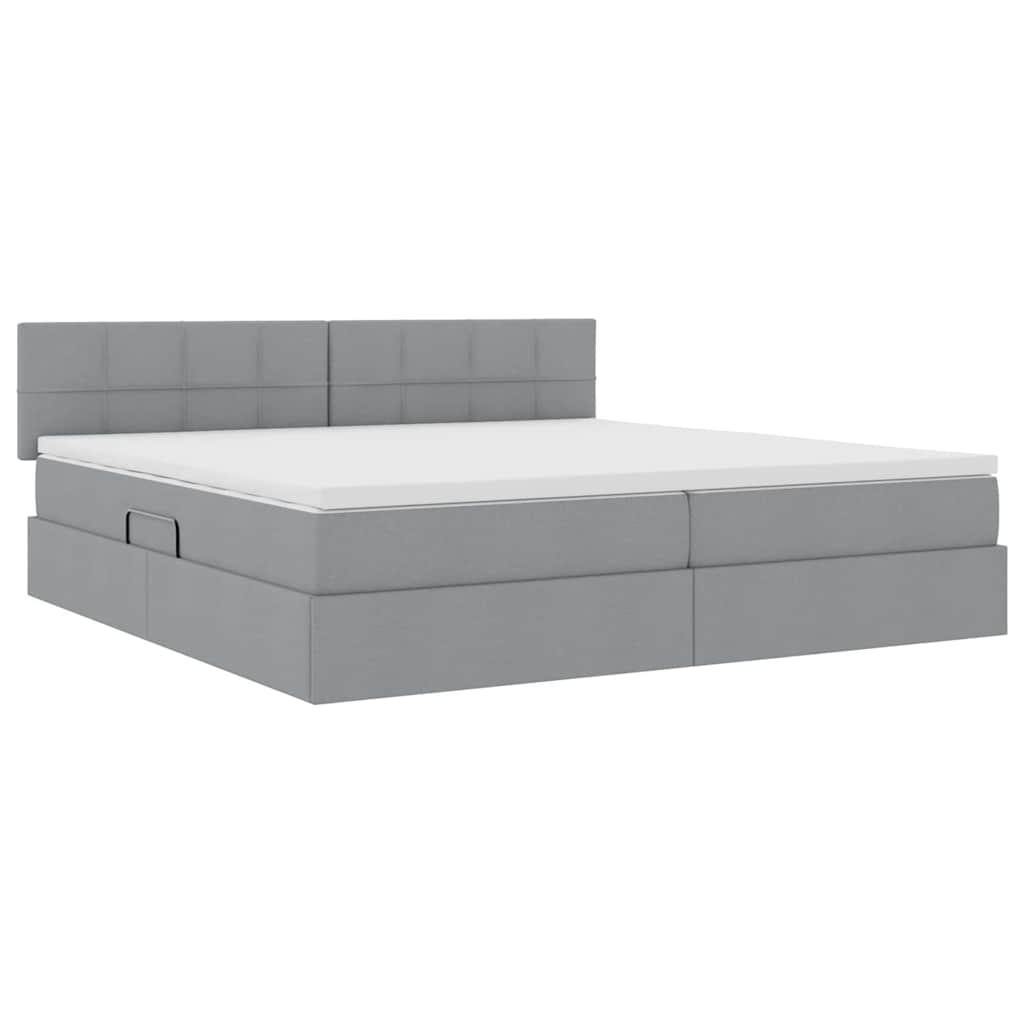 Opbergbed met LED met matras Lichtgrijs 200 x 200 cm Stof is nu te koop bij PeponiXL, paradijselijk wonen!