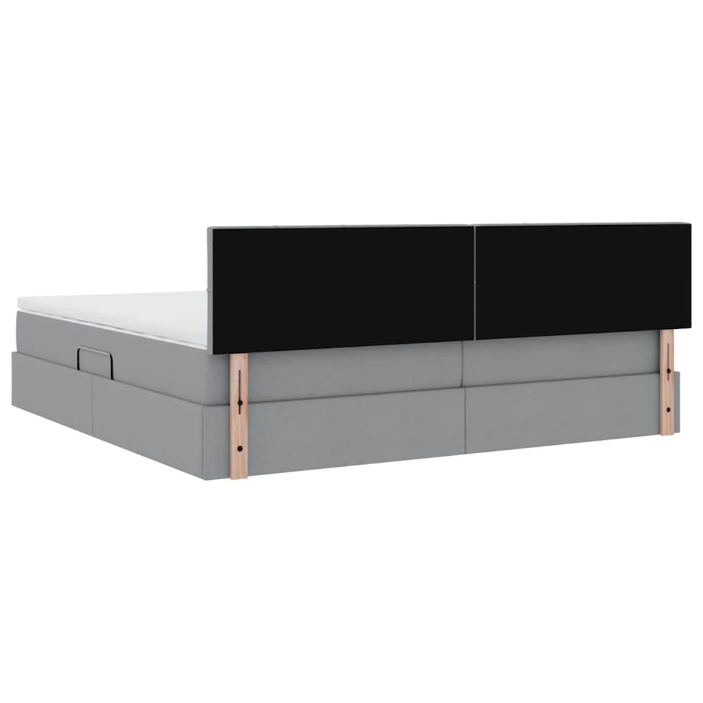 Opbergbed met LED met matras Lichtgrijs 200 x 200 cm Stof is nu te koop bij PeponiXL, paradijselijk wonen!