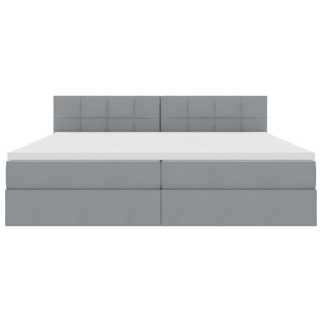 Opbergbed met LED met matras Lichtgrijs 200 x 200 cm Stof is nu te koop bij PeponiXL, paradijselijk wonen!