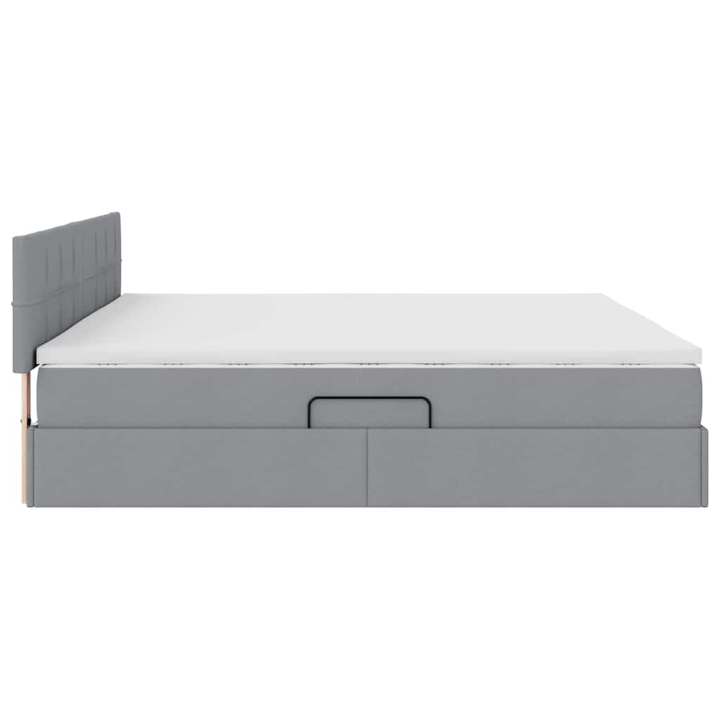 Opbergbed met LED met matras Lichtgrijs 200 x 200 cm Stof is nu te koop bij PeponiXL, paradijselijk wonen!