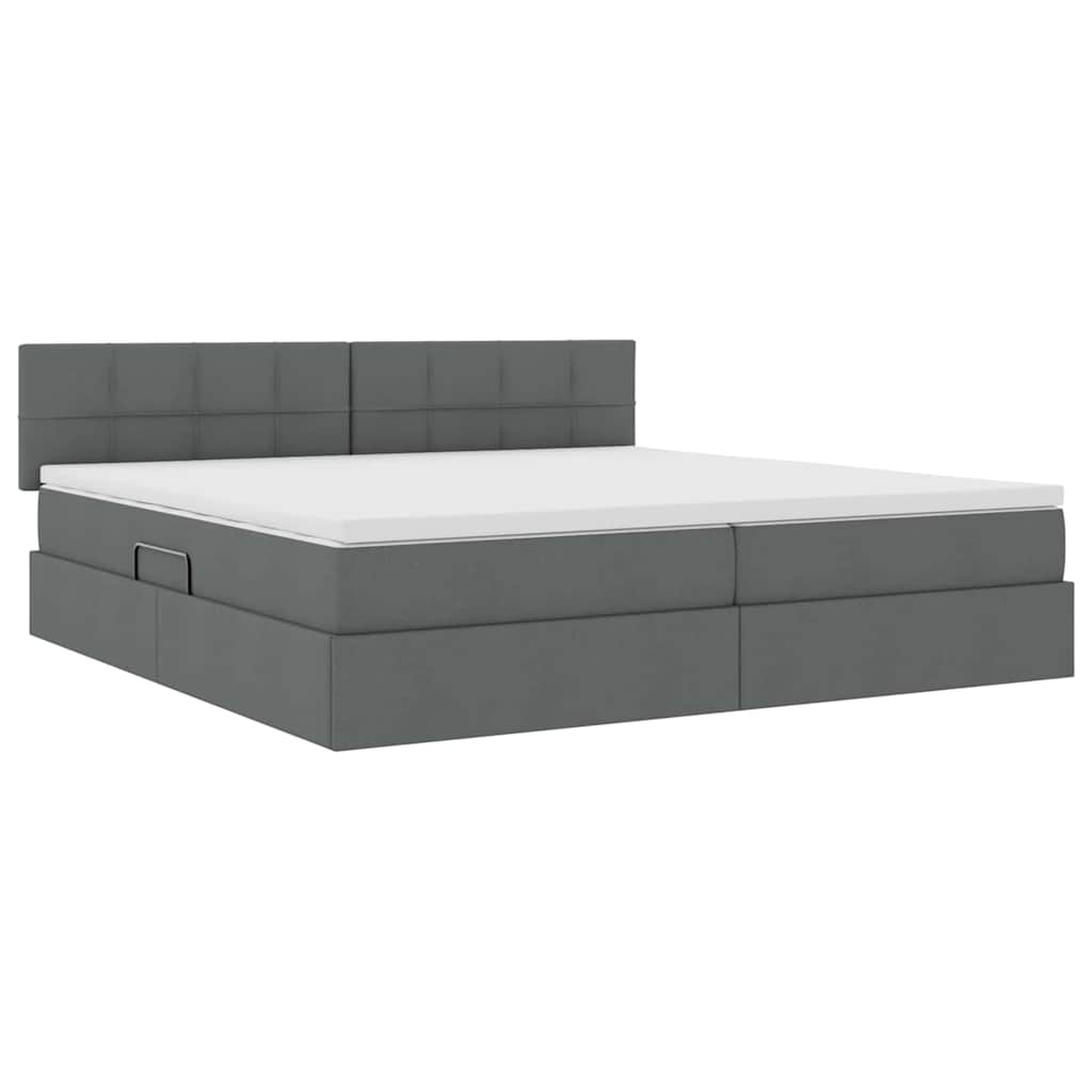 Opbergbed met LED met matras Donkergrijs 200 x 200 cm Stof is nu te koop bij PeponiXL, paradijselijk wonen!