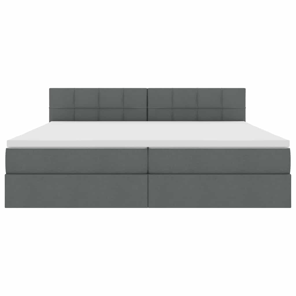 Opbergbed met LED met matras Donkergrijs 200 x 200 cm Stof is nu te koop bij PeponiXL, paradijselijk wonen!
