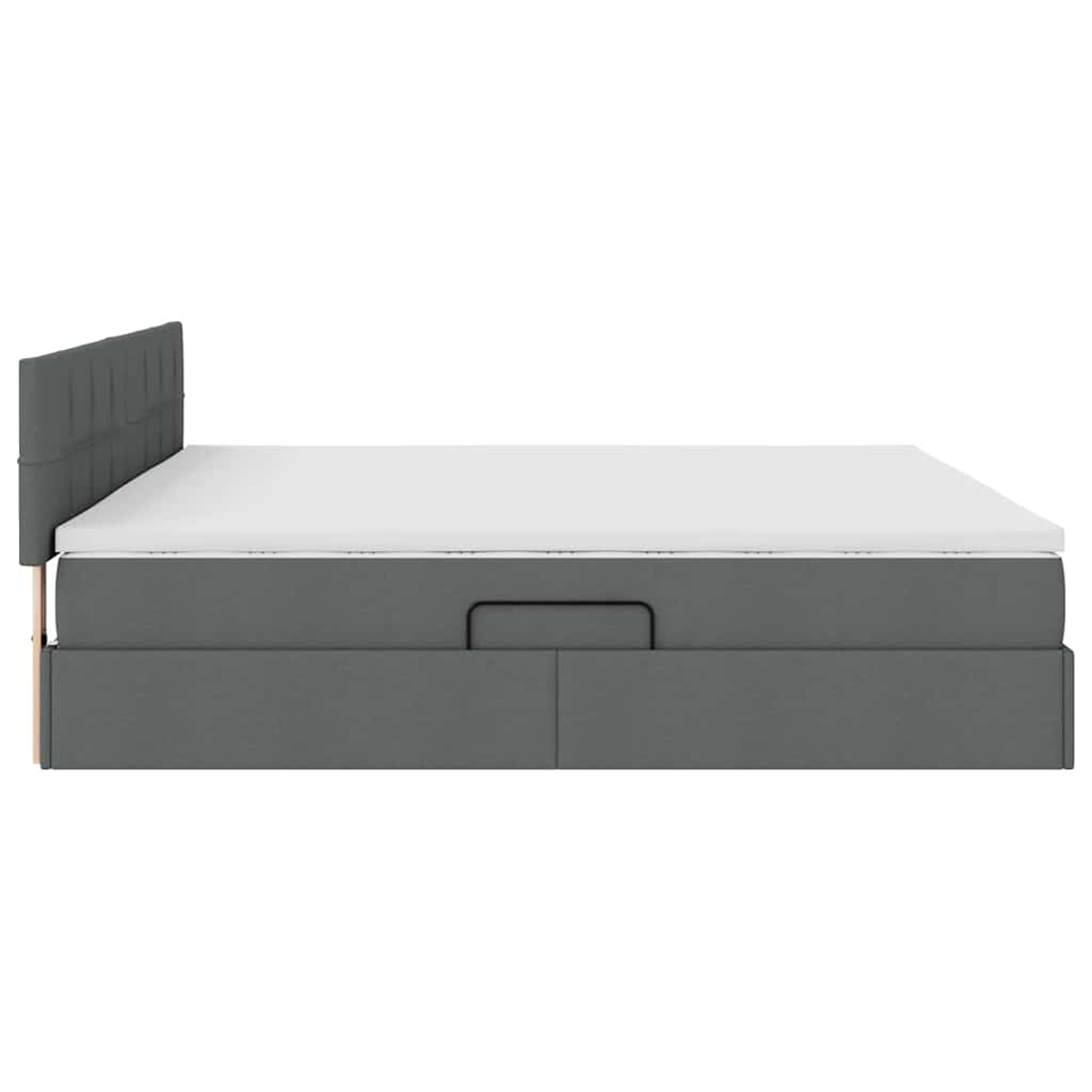Opbergbed met LED met matras Donkergrijs 200 x 200 cm Stof is nu te koop bij PeponiXL, paradijselijk wonen!
