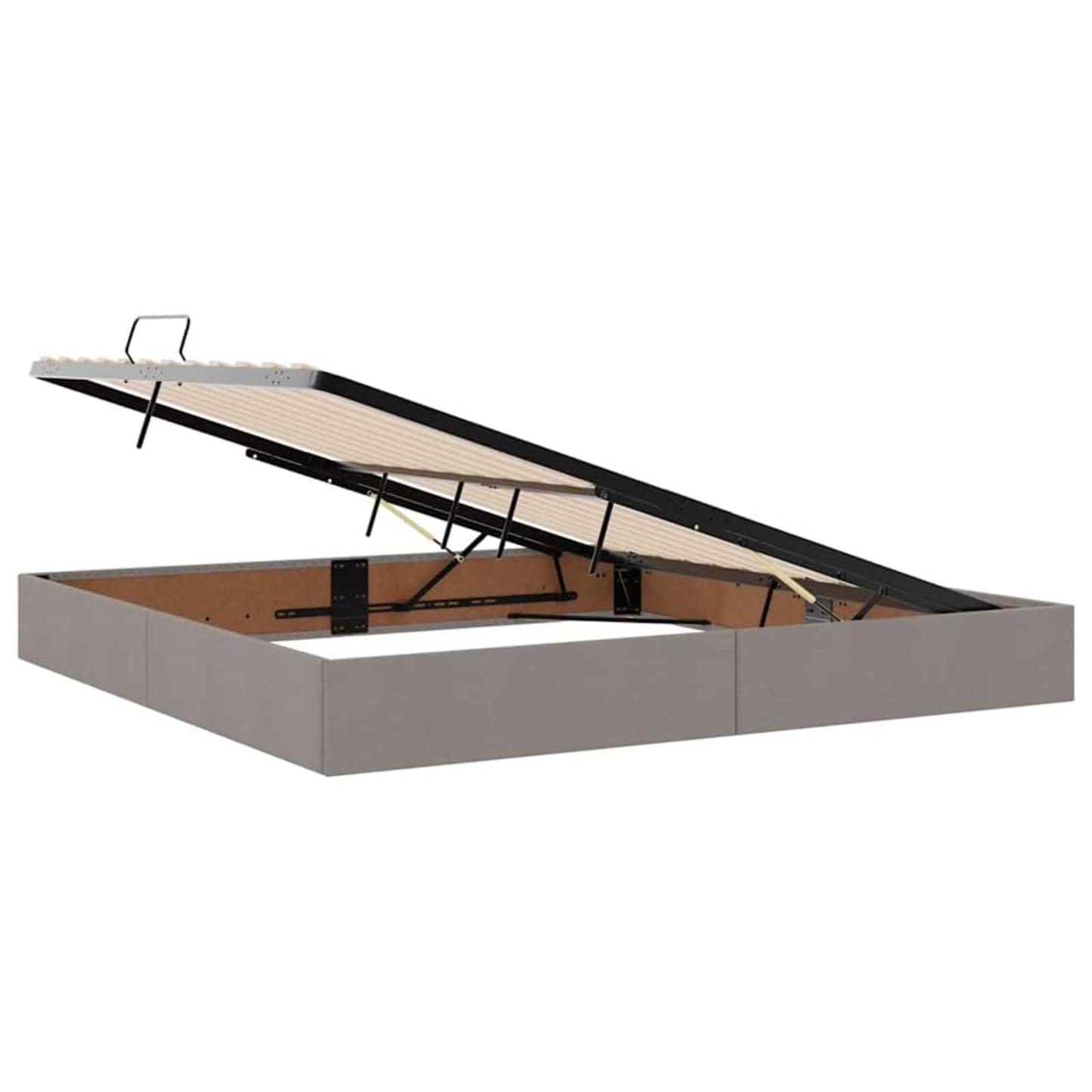 Opbergbed met LED met matras met LED Taupe 200 x 200 cm Stof is nu te koop bij PeponiXL, paradijselijk wonen!