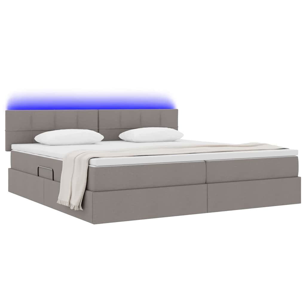 Opbergbed met LED met matras met LED Taupe 200 x 200 cm Stof is nu te koop bij PeponiXL, paradijselijk wonen!