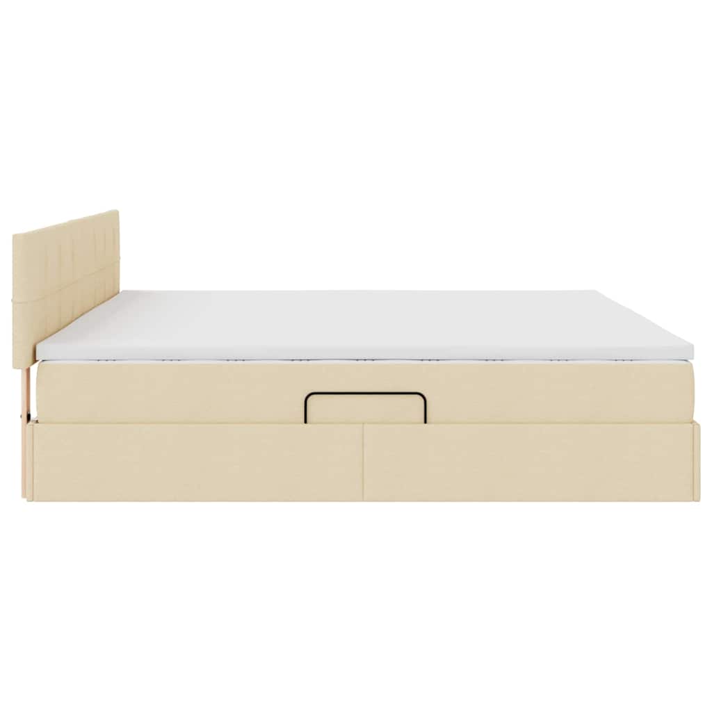 Opbergbed met LED met matras met LED Crème 200 x 200 cm Stof is nu te koop bij PeponiXL, paradijselijk wonen!