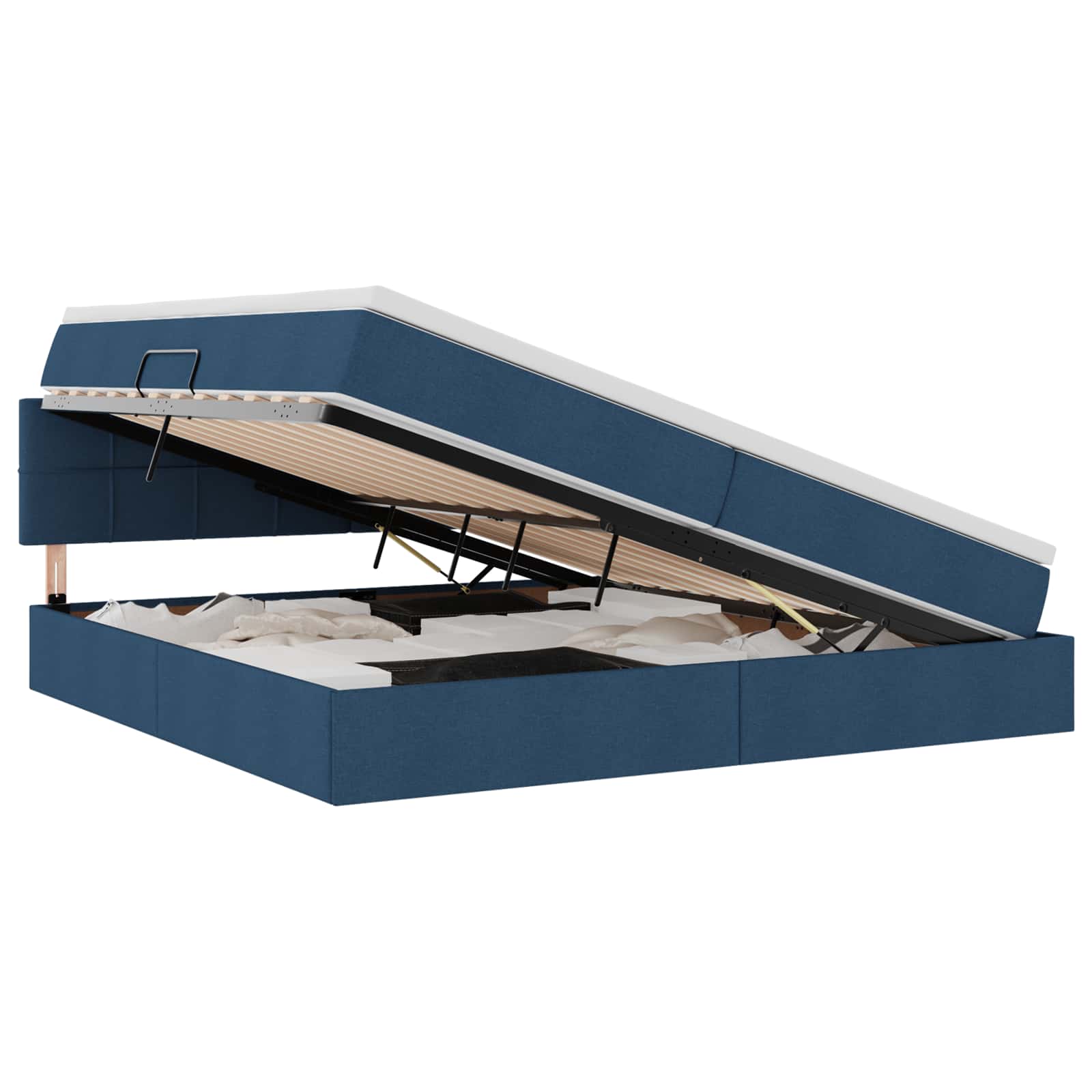 Opbergbed met LED met matras met LED Blauw 200 x 200 cm Stof is nu te koop bij PeponiXL, paradijselijk wonen!