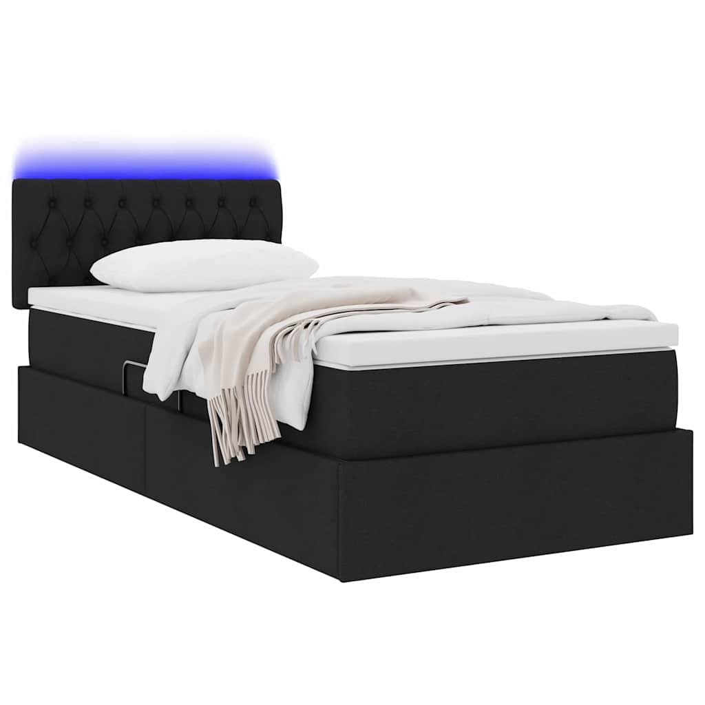 Opbergbed met LED met matras met LED Zwart 90 x 190 cm Stof is nu te koop bij PeponiXL, paradijselijk wonen!