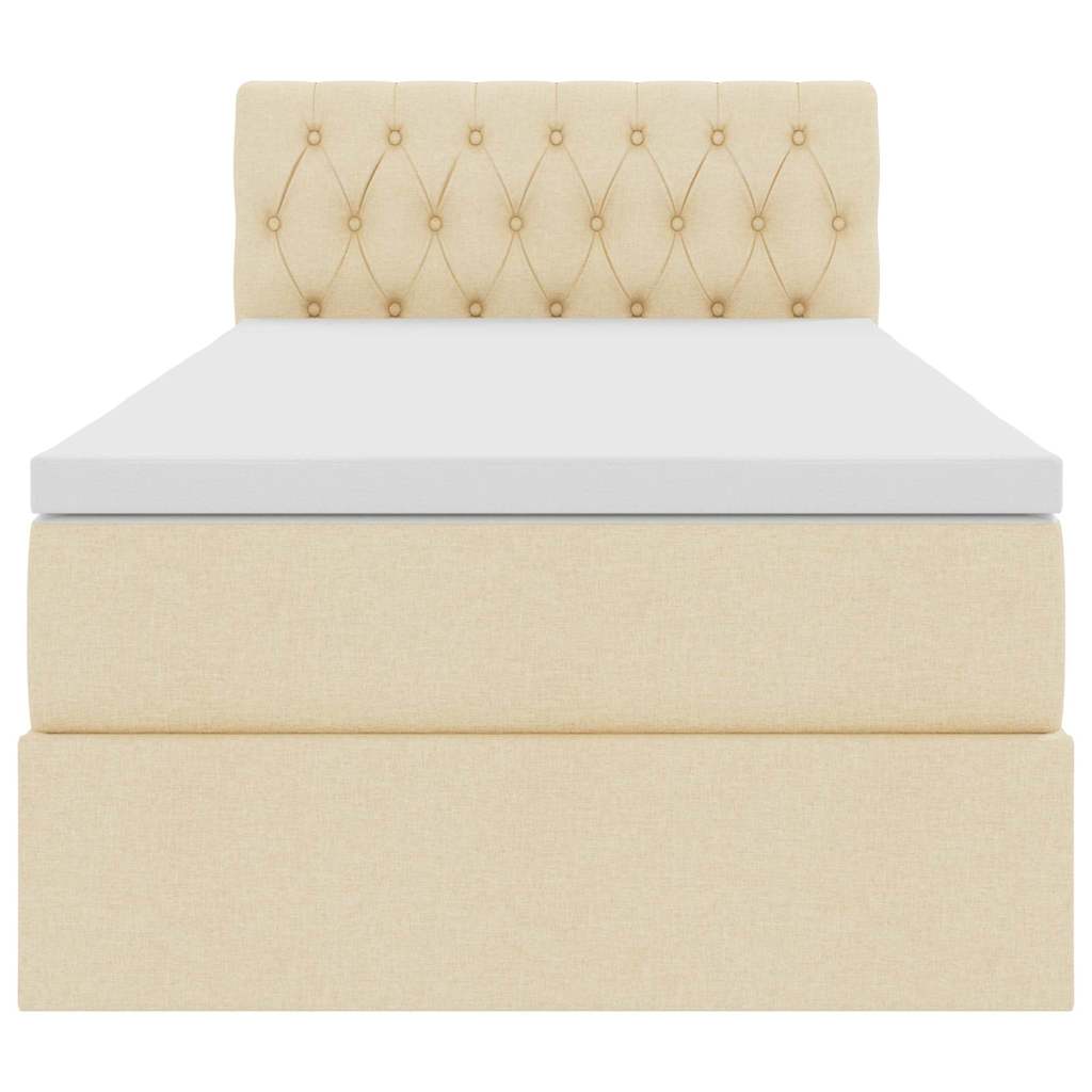 Opbergbed met LED met matras met LED Crème 90 x 190 cm Stof is nu te koop bij PeponiXL, paradijselijk wonen!