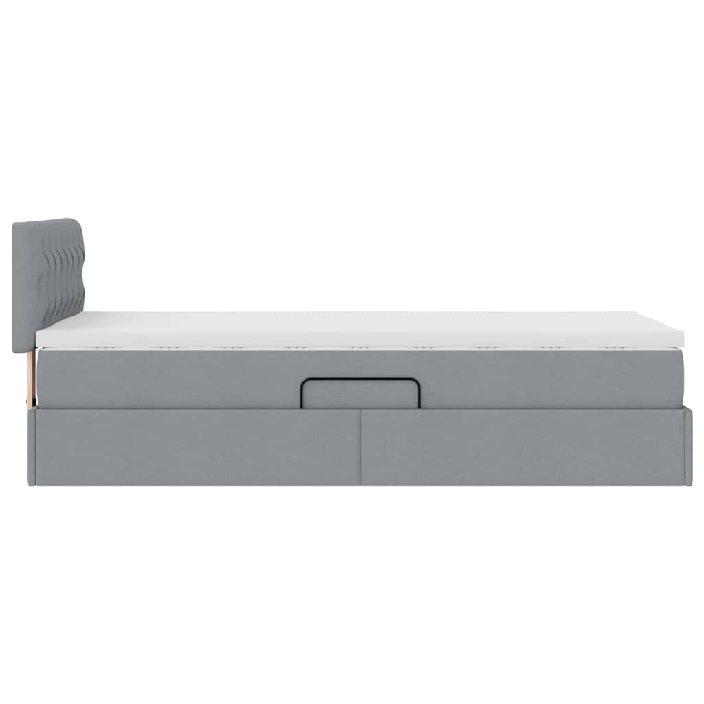 Opbergbed met LED met matras Lichtgrijs 100 x 200 cm Stof is nu te koop bij PeponiXL, paradijselijk wonen!