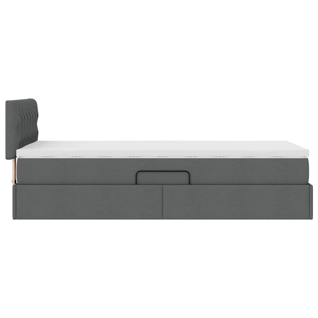 Opbergbed met LED met matras Donkergrijs 100 x 200 cm Stof is nu te koop bij PeponiXL, paradijselijk wonen!