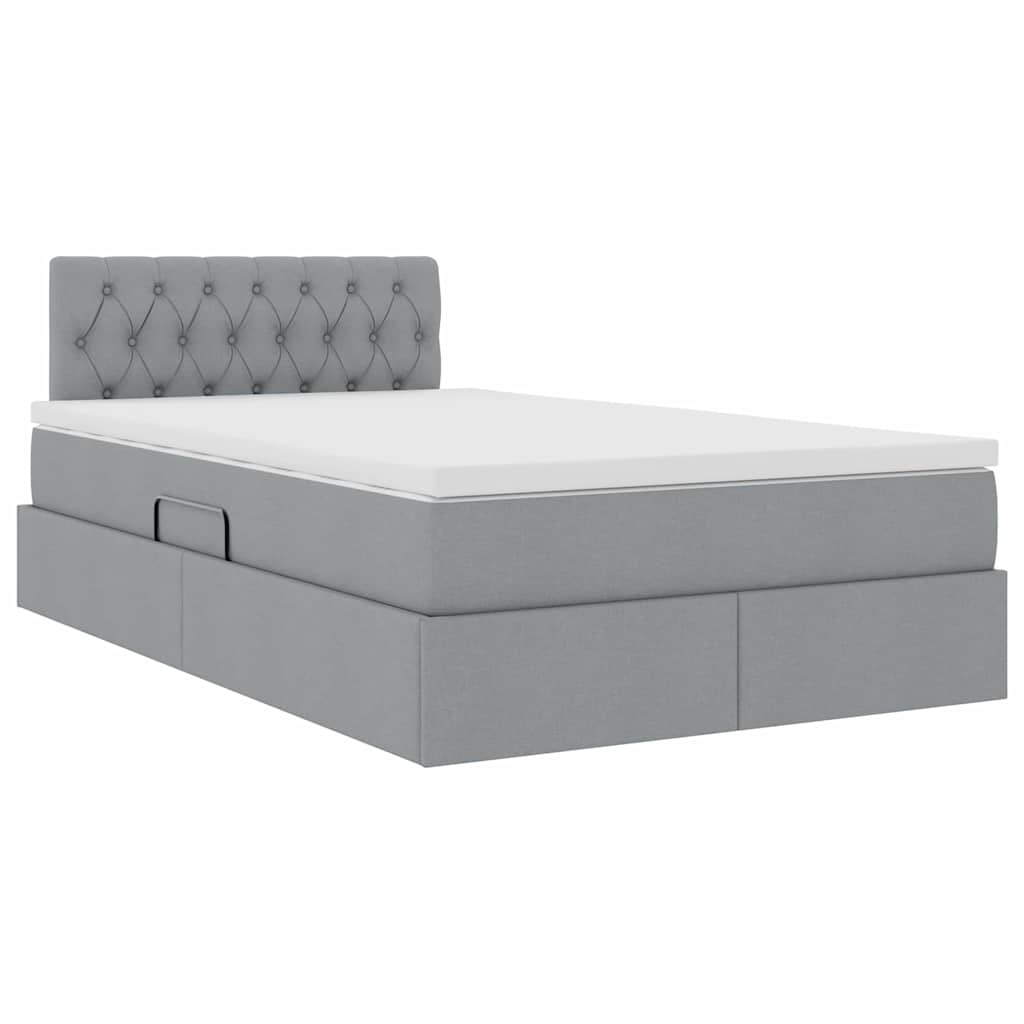 Opbergbed met LED met matras Lichtgrijs 120 x 200 cm Stof is nu te koop bij PeponiXL, paradijselijk wonen!