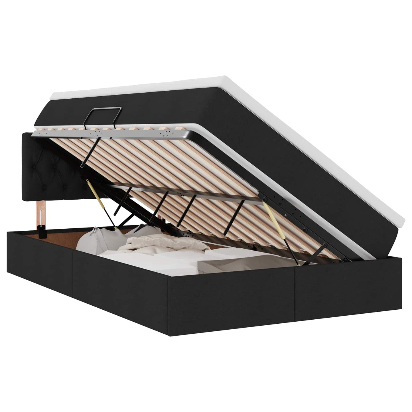 Opbergbed met LED met matras met LED Zwart 120 x 200 cm Stof is nu te koop bij PeponiXL, paradijselijk wonen!