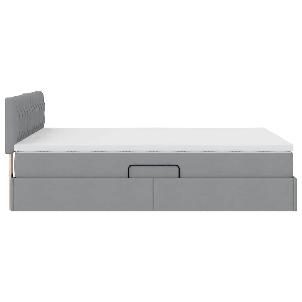 Opbergbed met LED met matras Lichtgrijs 140 x 190 cm Stof is nu te koop bij PeponiXL, paradijselijk wonen!