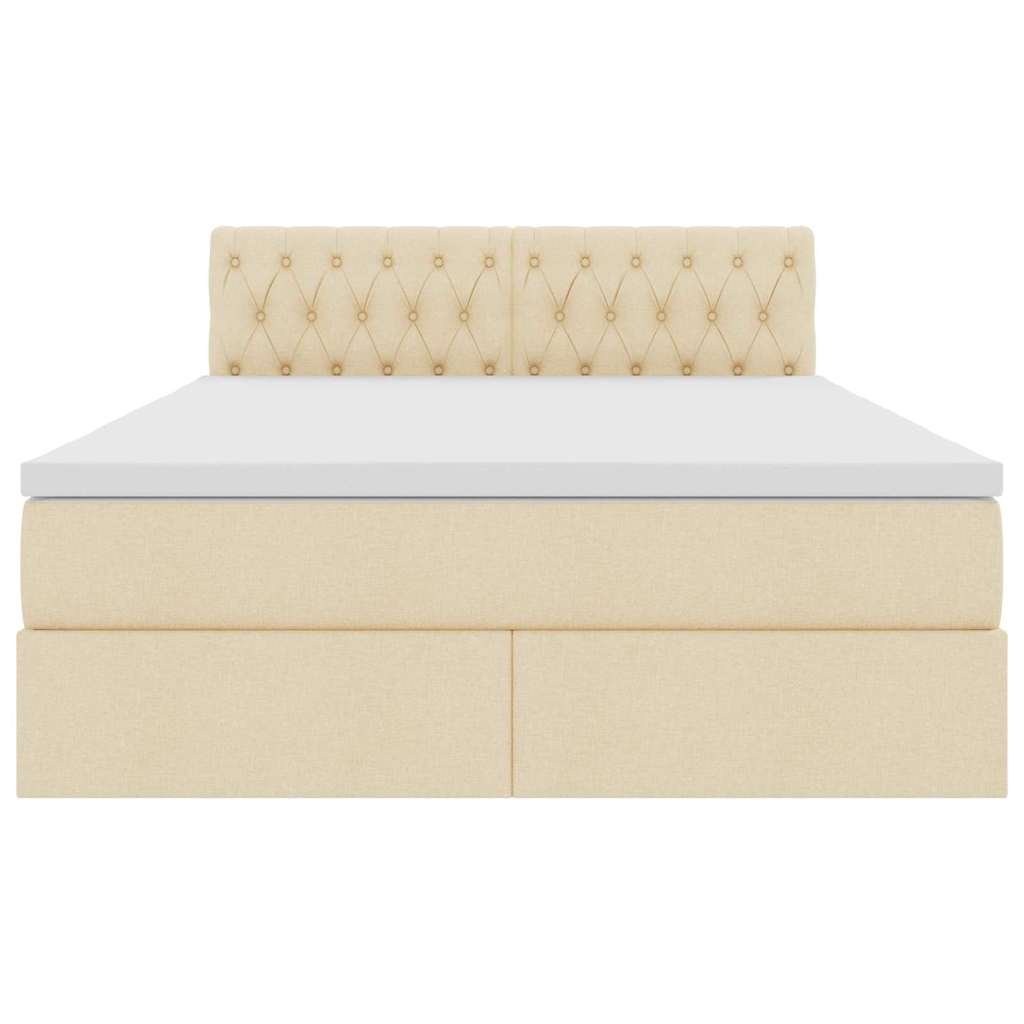 Opbergbed met LED met matras met LED Crème 140 x 190 cm Stof is nu te koop bij PeponiXL, paradijselijk wonen!