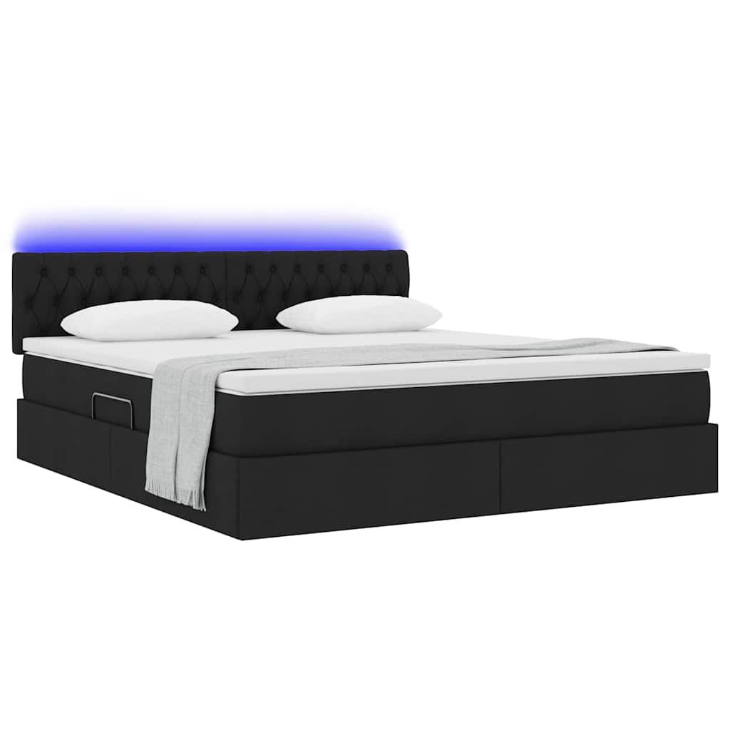 Opbergbed met LED met matras met LED Zwart 160 x 200 cm Stof is nu te koop bij PeponiXL, paradijselijk wonen!
