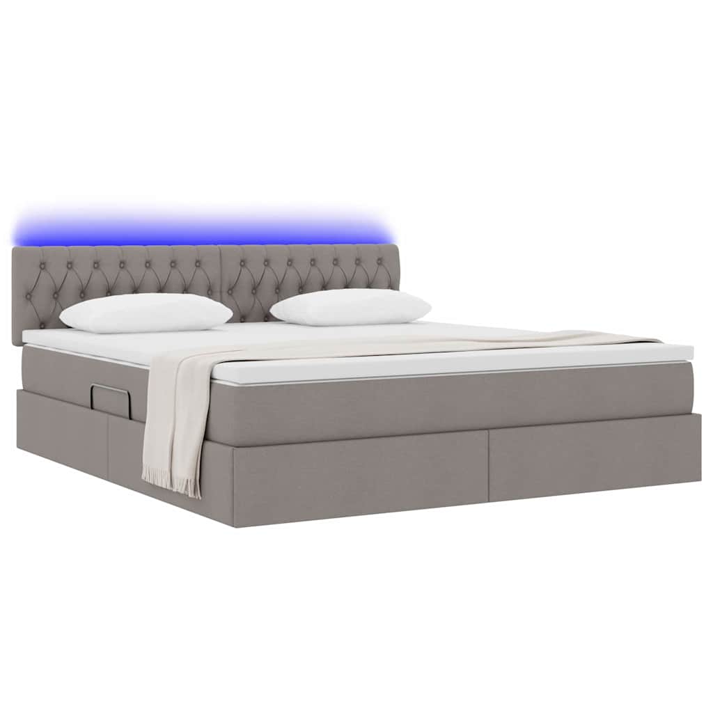 Opbergbed met LED met matras met LED Taupe 180 x 200 cm Stof is nu te koop bij PeponiXL, paradijselijk wonen!