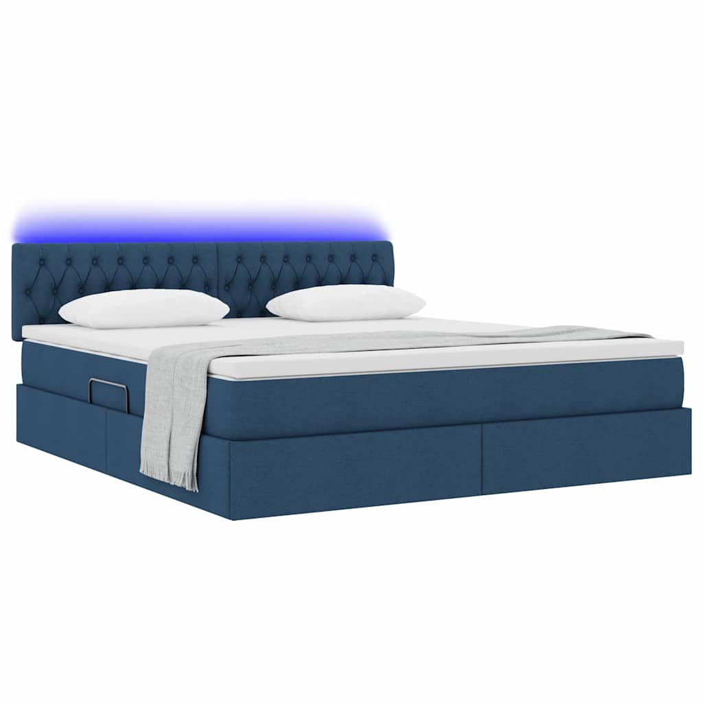 Opbergbed met LED met matras met LED Blauw 180 x 200 cm Stof is nu te koop bij PeponiXL, paradijselijk wonen!