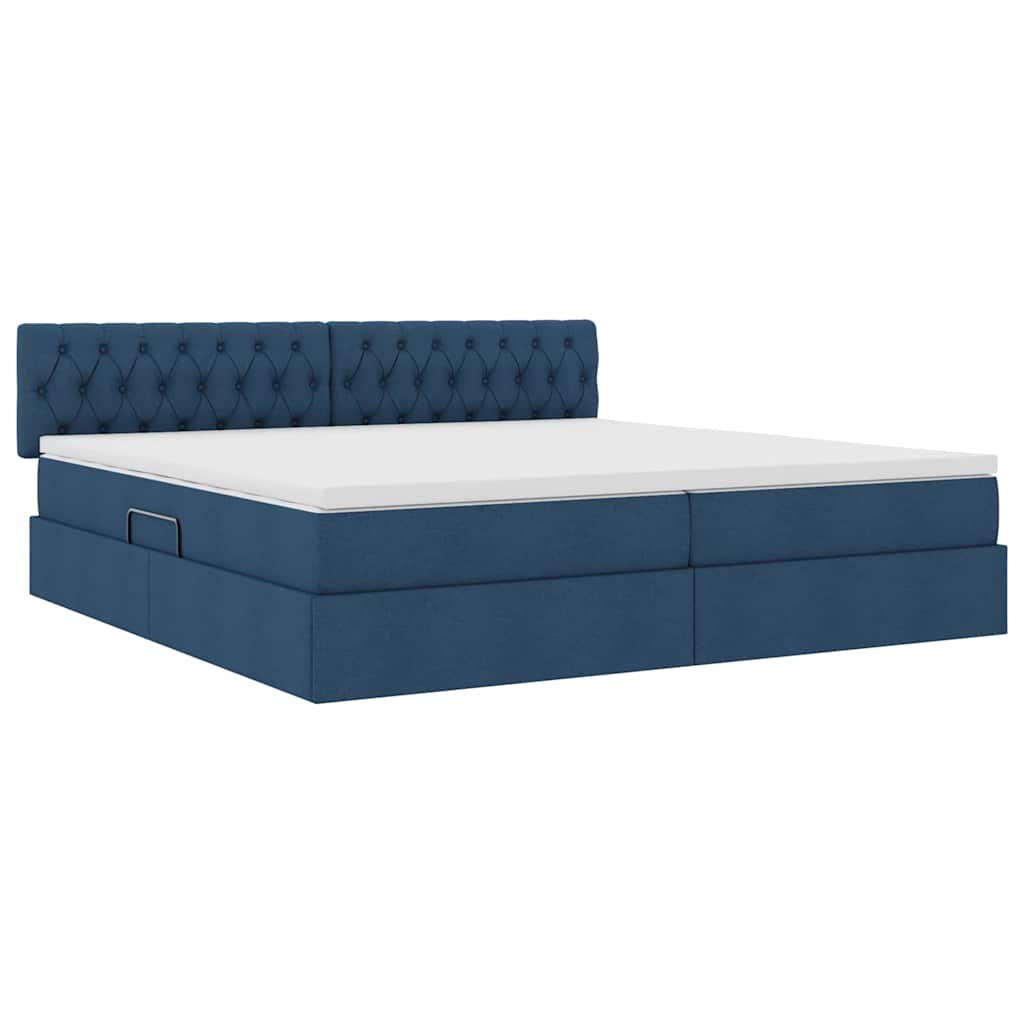Opbergbed met LED met matras met LED Blauw 200 x 200 cm Stof is nu te koop bij PeponiXL, paradijselijk wonen!