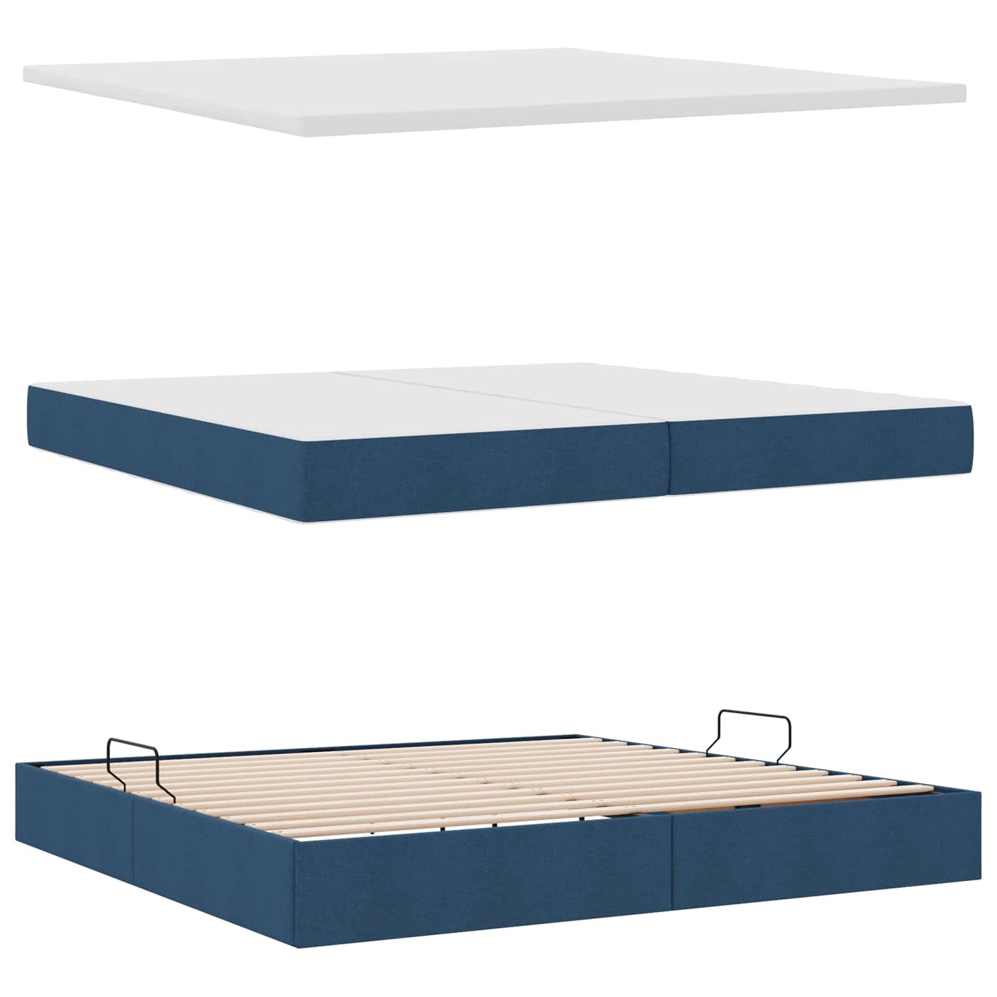 Opbergbed met LED met matras met LED Blauw 200 x 200 cm Stof is nu te koop bij PeponiXL, paradijselijk wonen!
